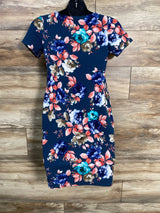 Pink Blush Maternity Floral Bodycon Dress Navy sz Small