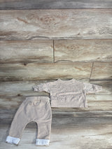 Easy Peasy 2pc Organic Long Sleeve Shirt & Pants Set Beige sz 0-3m