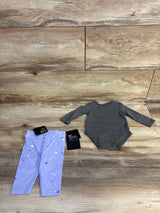 Nike baby 2-piece set: gray long-sleeve onesie + purple dot leggings, new with tags