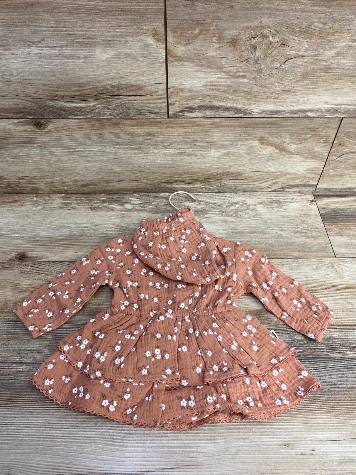 NEW Rabbit + Bear 2pc Floral Bodysuit Dress & Bonnet Set Rose Gold sz 6-9m