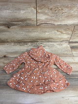 NEW Rabbit + Bear 2pc Floral Bodysuit Dress & Bonnet Set Rose Gold sz 6-9m