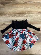 Ribbed Floral Bodysuit Dress Black sz 0-3m
