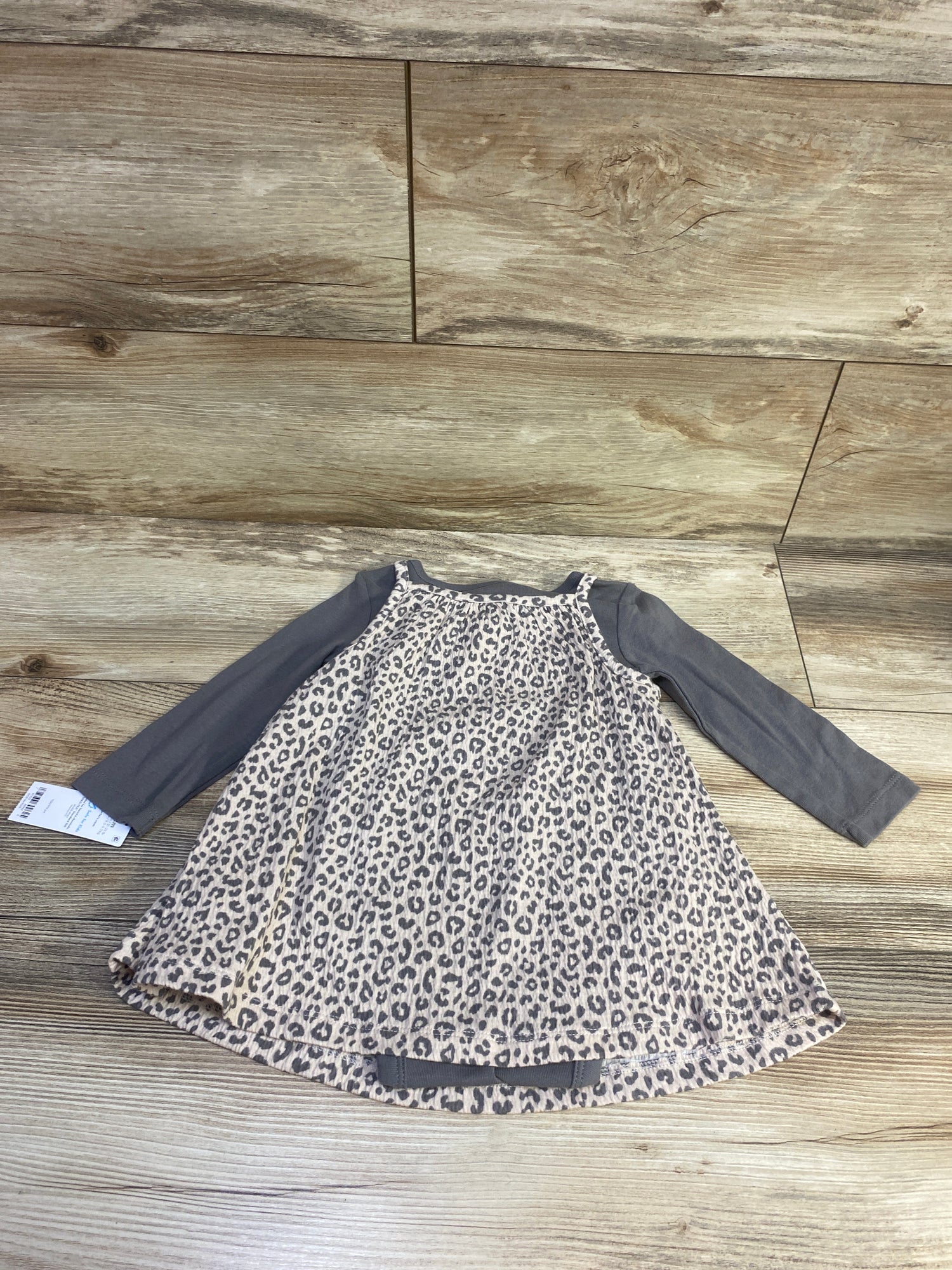 NEW Carter's 2pc Long Sleeve Bodysuit & Leopard Dress Set Grey sz 12m