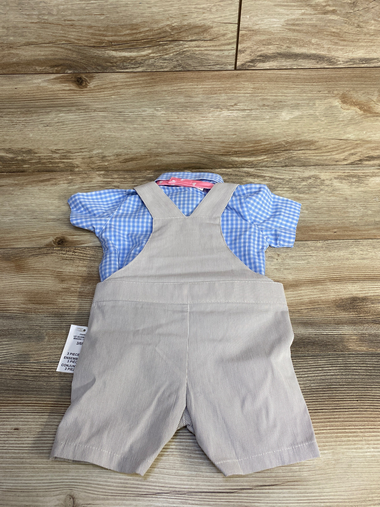 NEW IZOD 3pc Shortall Set Blue/Grey sz 3-6m