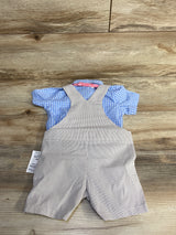 NEW IZOD 3pc Shortall Set Blue/Grey sz 3-6m