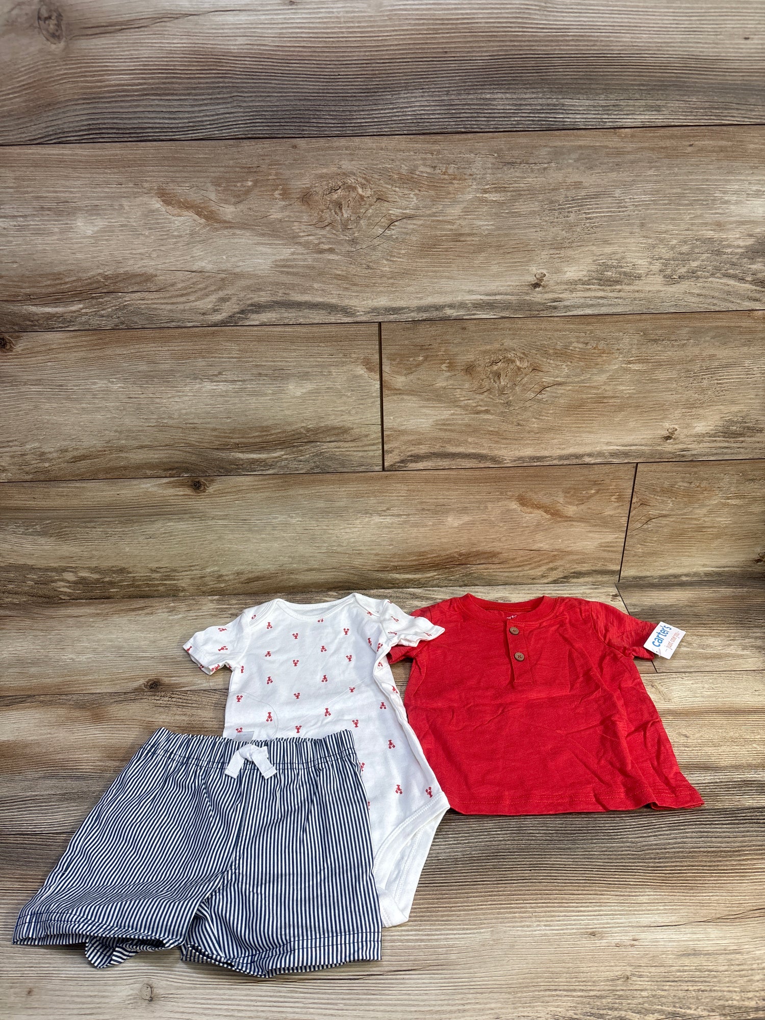 NEW Just One You 3pc Henley Shirt & Bottoms Set Red sz 18m