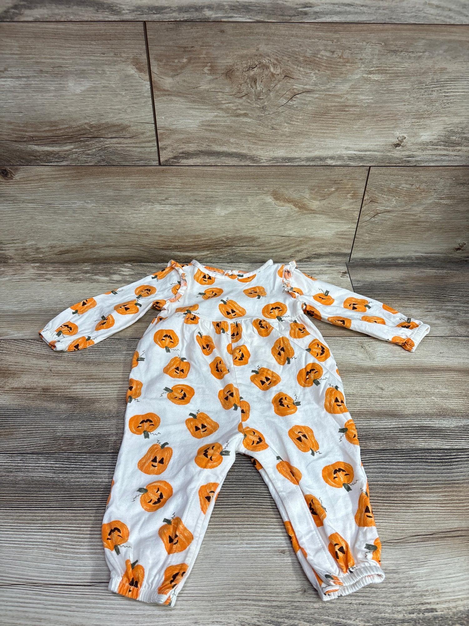 Old Navy Pumpkin Print Coverall White sz 6-12m