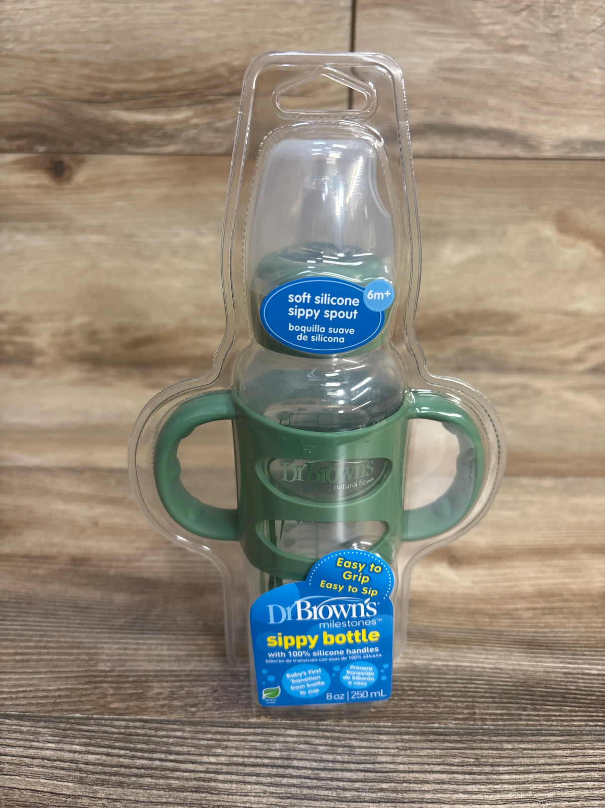 NEW Dr. Brown's 8oz Milestones Narrow Sippy Bottle Green