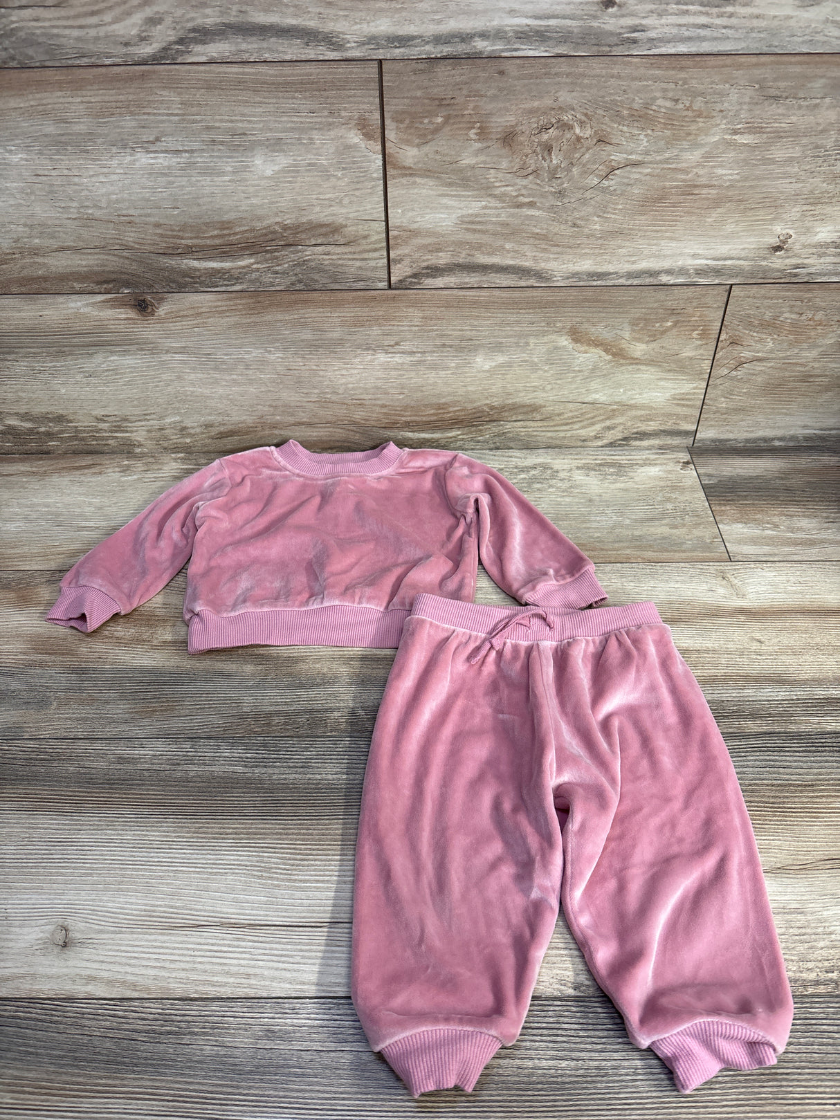 Charlotte & Star Velour 2pc Sweat Set Pink sz 6-9m
