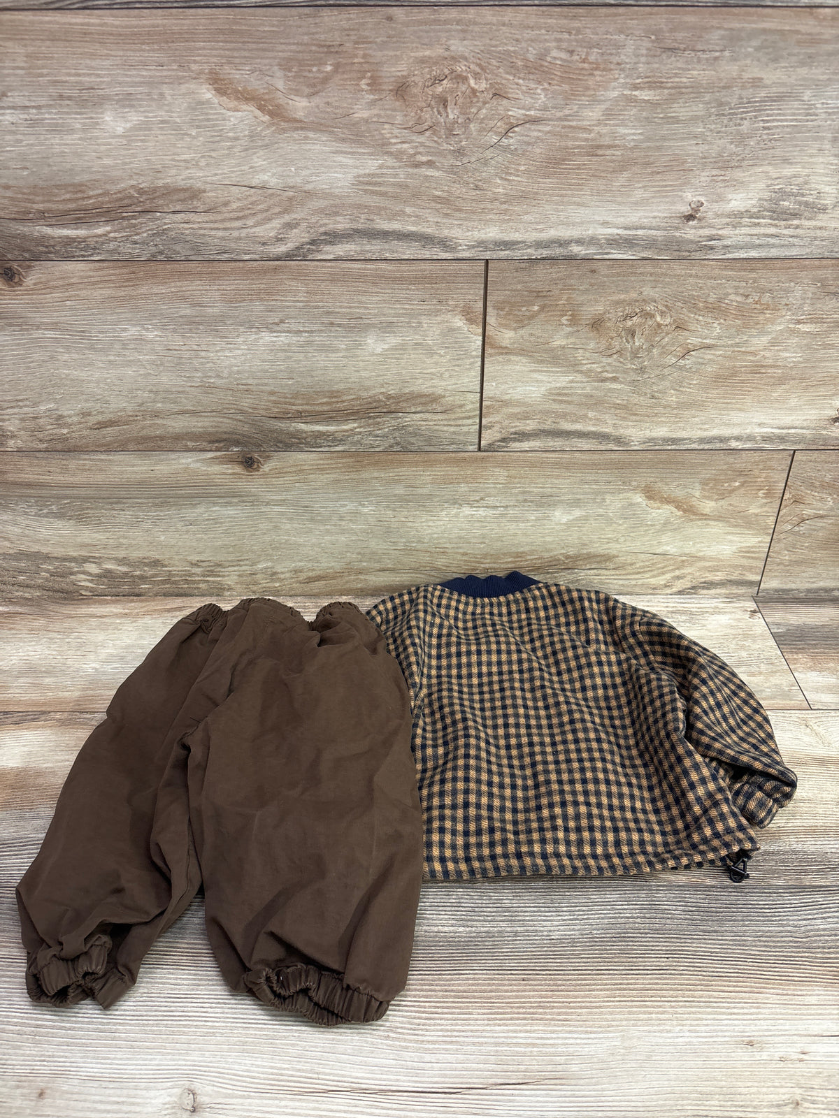 NEW Tobbie's Closet 2pc Button-Up Lined Flannel Top & Pants Set Brown sz 2T
