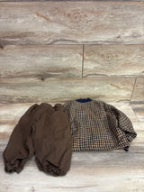 NEW Tobbie's Closet 2pc Button-Up Lined Flannel Top & Pants Set Brown sz 2T
