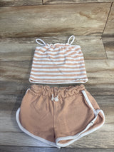 Easy Peasy 2pc Striped Tank Top & Shorts Set Orange sz 3T
