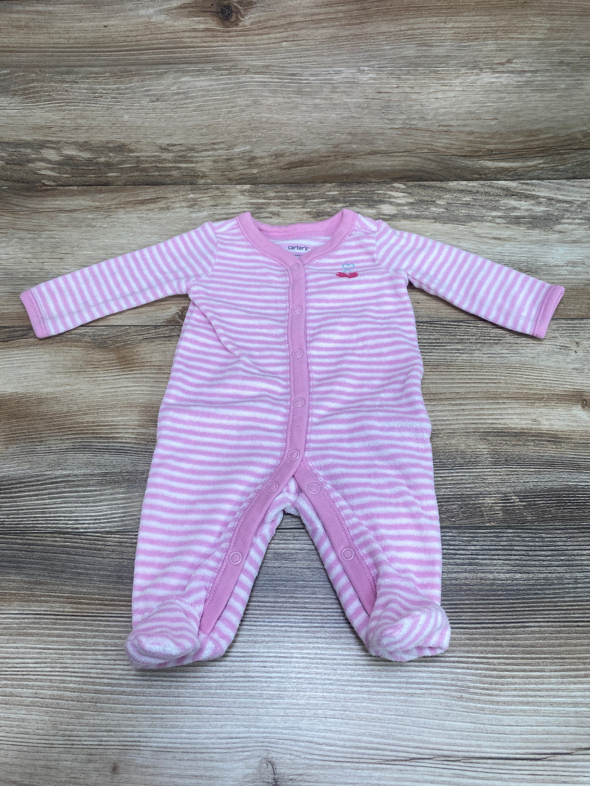 Carter's Striped Terry Sleeper Pink sz Newborn