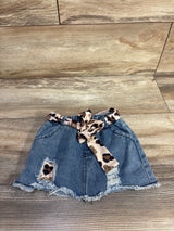 Shein Leopard Belted Denim Skirt Blue sz 9-12m