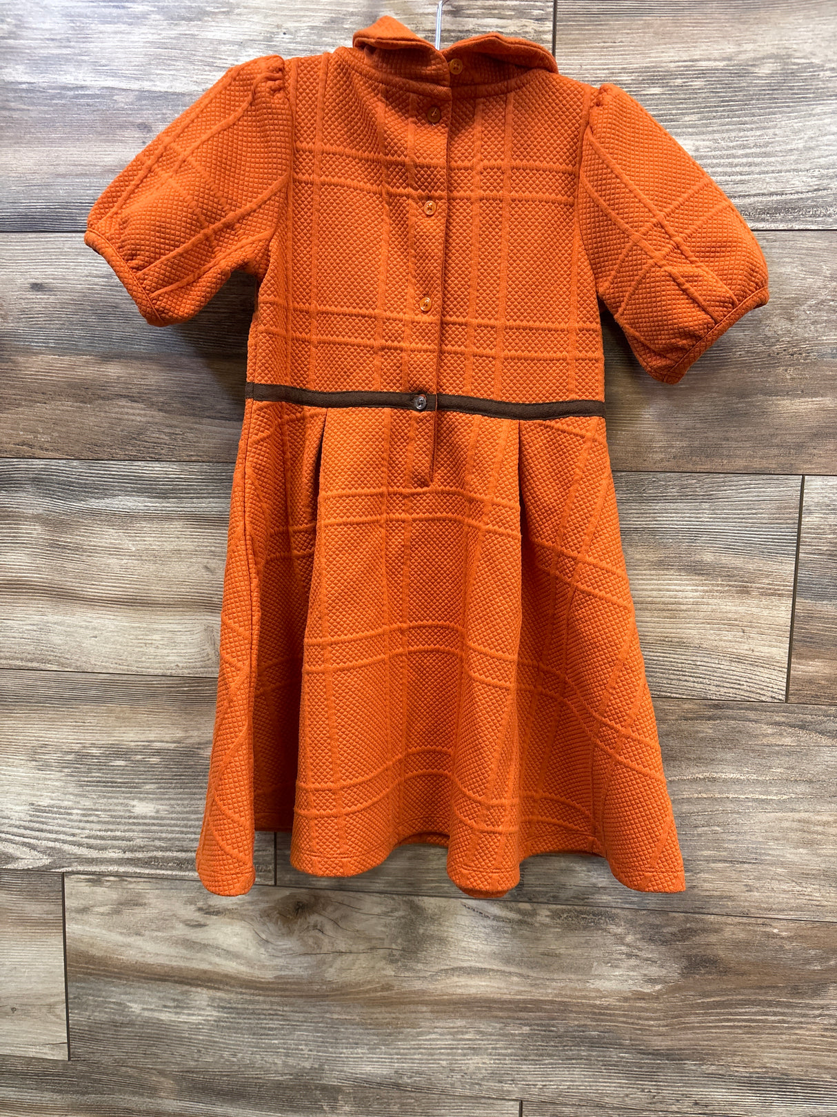 Janie & Jack Quilted Puff Sleeve Dress Orange sz 6T