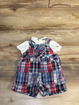 Little Me 2pc Polo Shirt & Shortalls Set White sz 6m