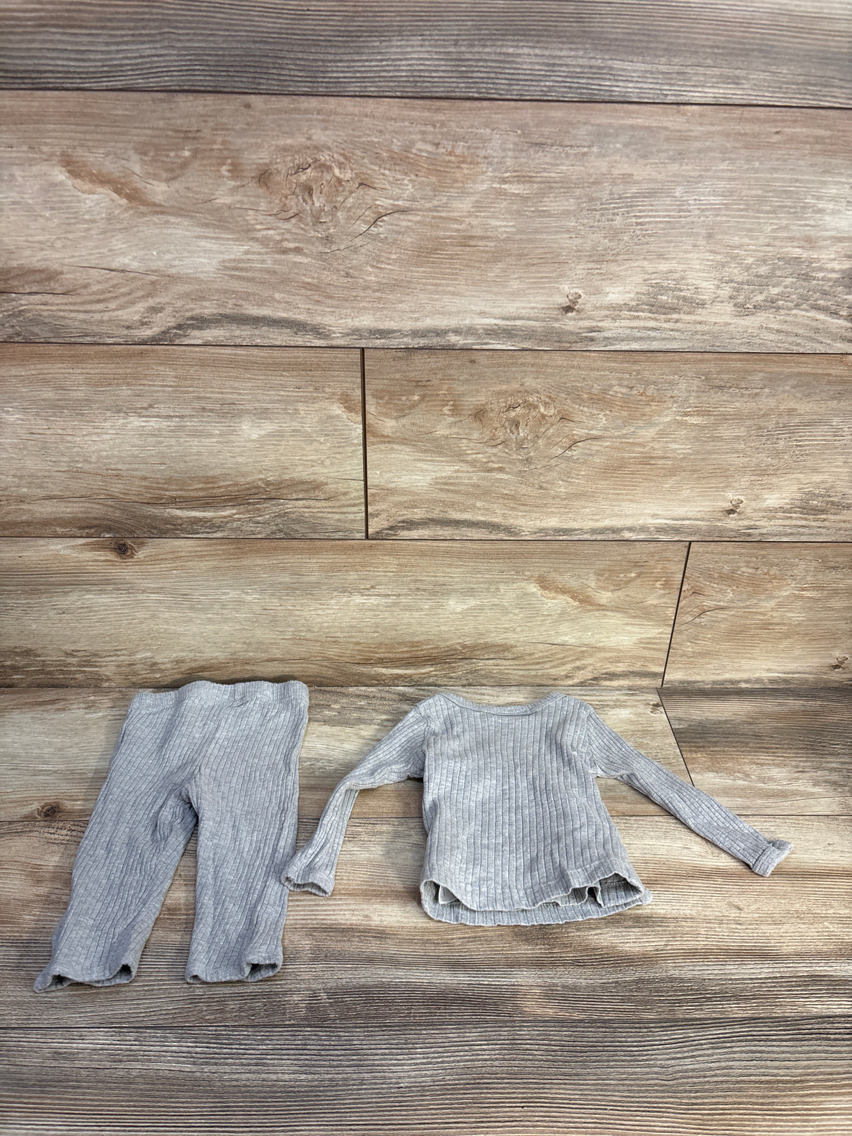 Koala Baby 2pc Ribbed Kimono Shirt & Pants Set Grey sz 3-6m