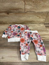 AIMAOMI Halloween Floral Ghost 2pc Swetahsirt Set Pink sz 12m