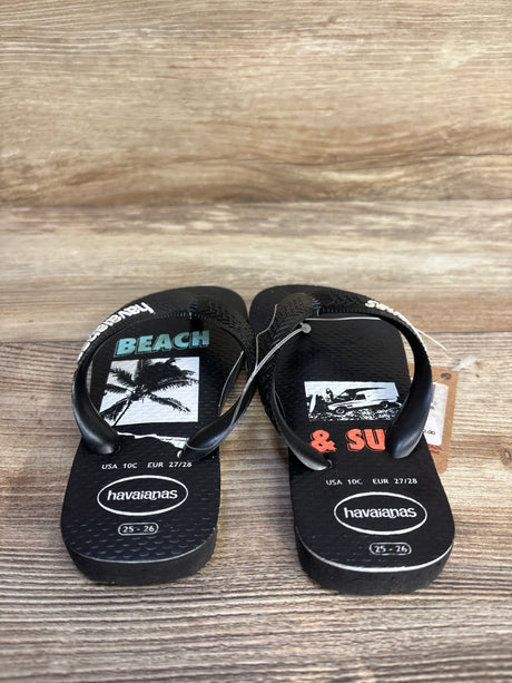 NEW Havaianas Flip Flops Beach & Surf Black sz 10c - Me n Mommy To Be