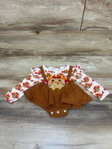 iddolaka Long Sleeve Faux Suspender Turkey Bodysuit Dress White sz 3-6m