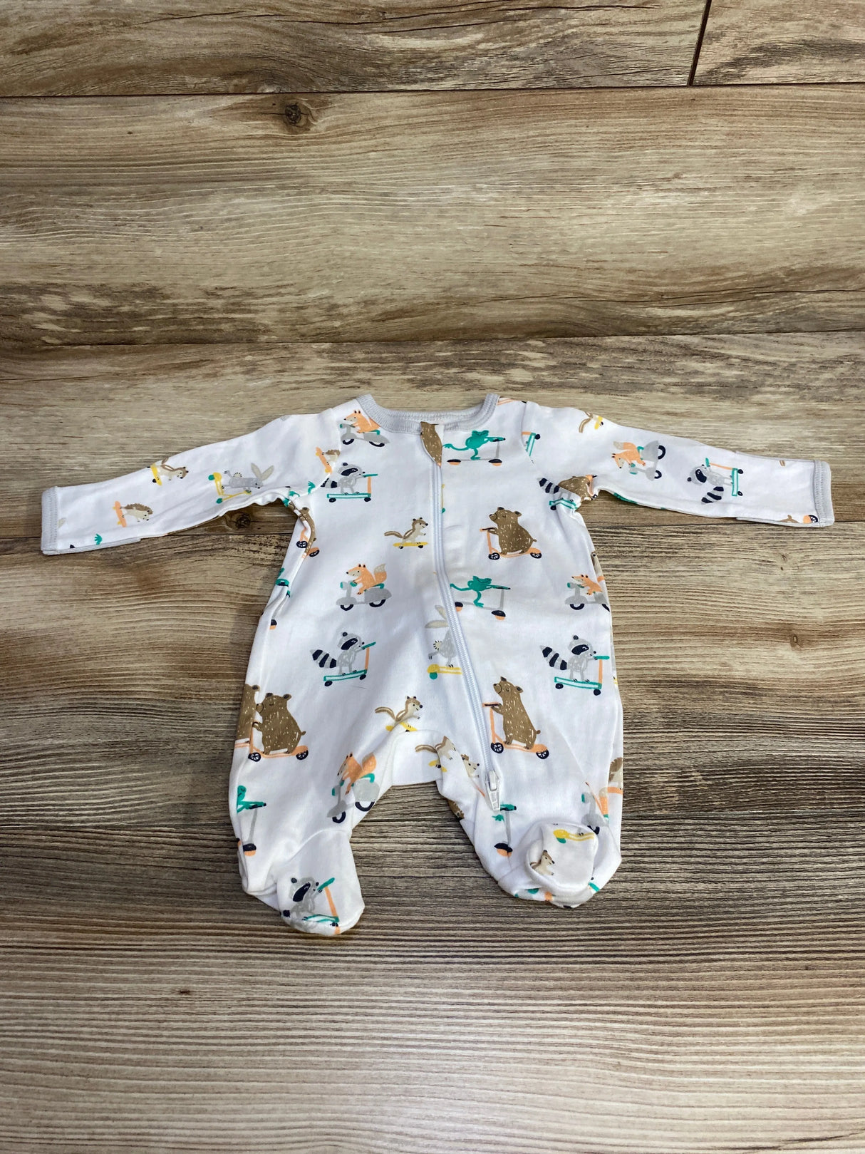 Wonder Nation Animal Print Sleeper White sz Preemie