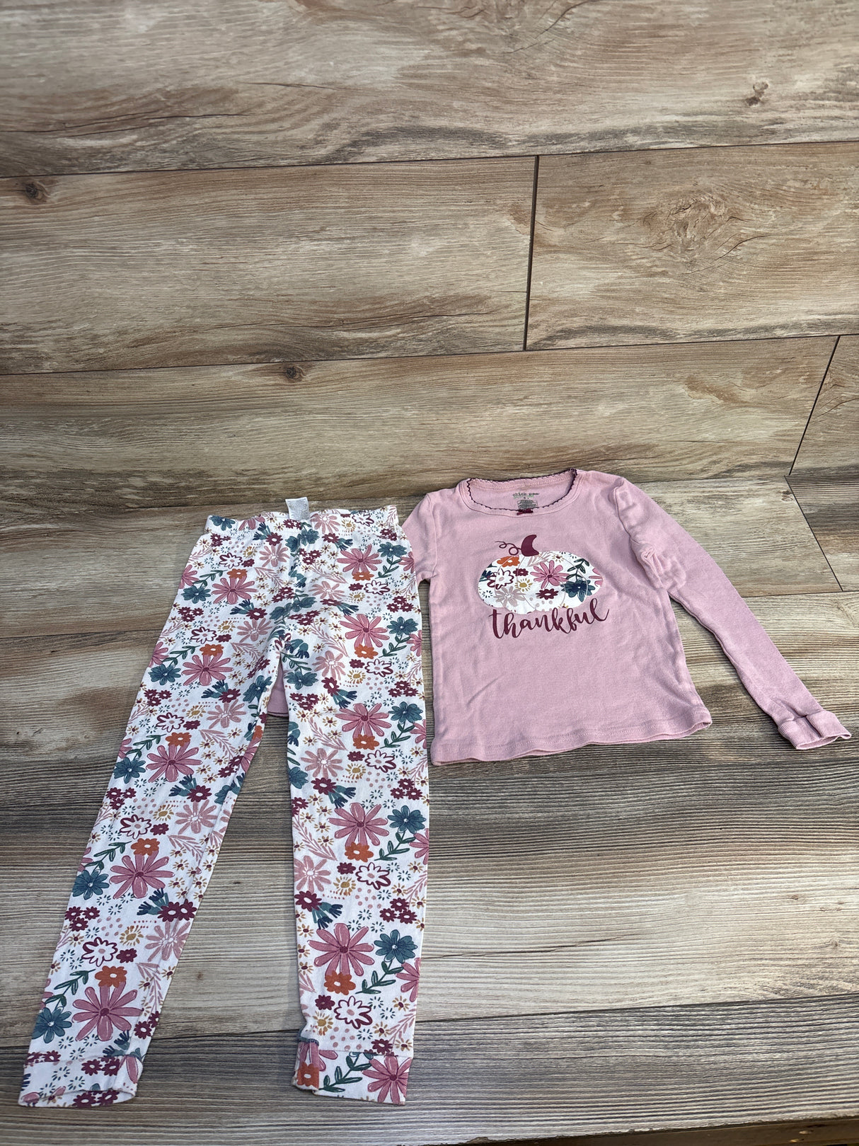 Chick Pea 2pc Floral Pumpkin Pajama Set Pink sz 5T