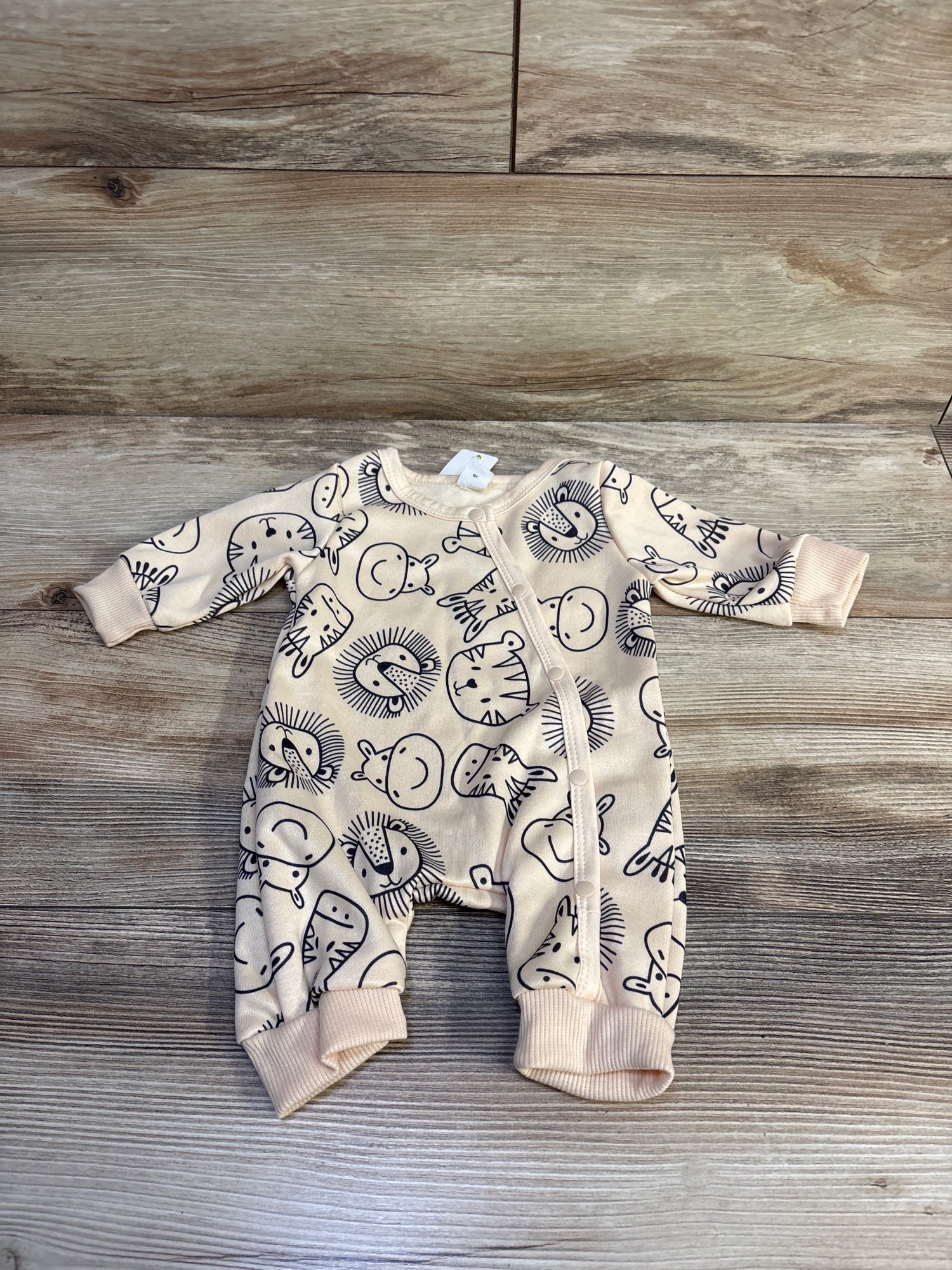NEW Shien Animal Print Snap Coverall Beige sz 0-1m