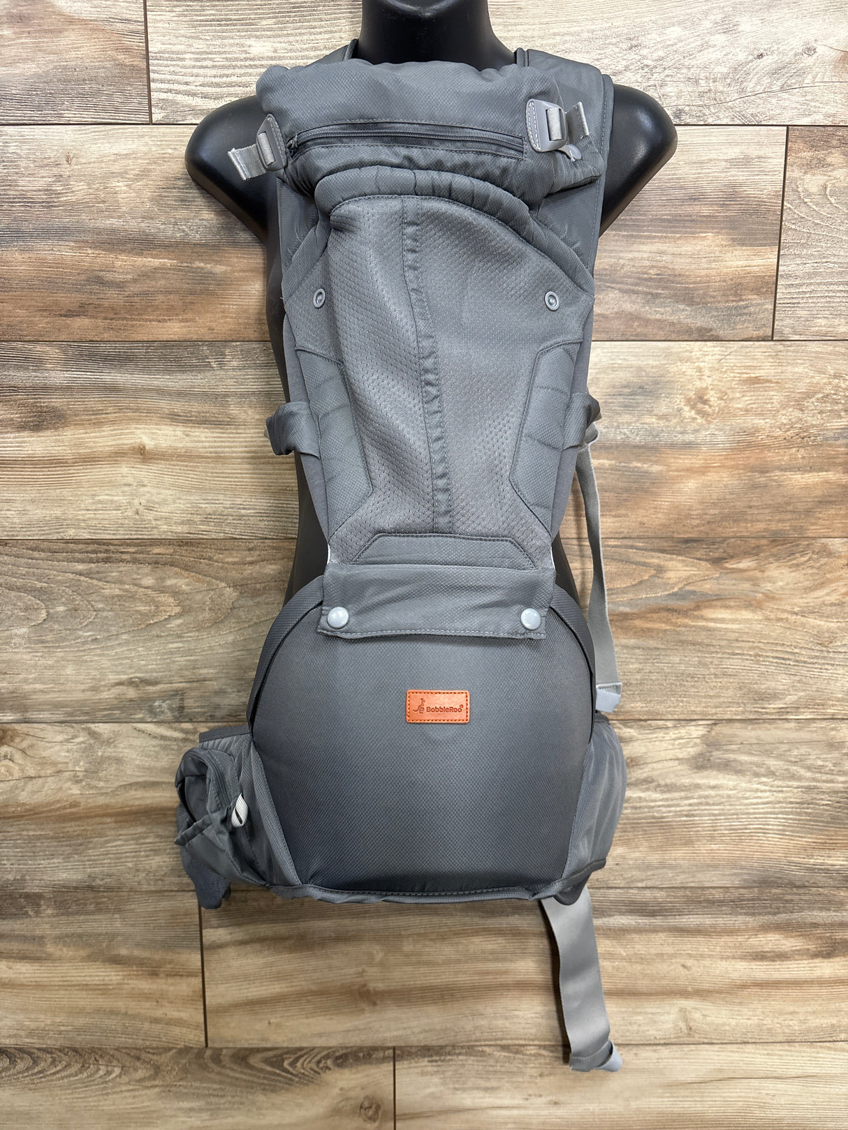BabbleRoo Grow Carrier 6-in-1 Baby Carrier with Hip Seat Grey 7-50lbs