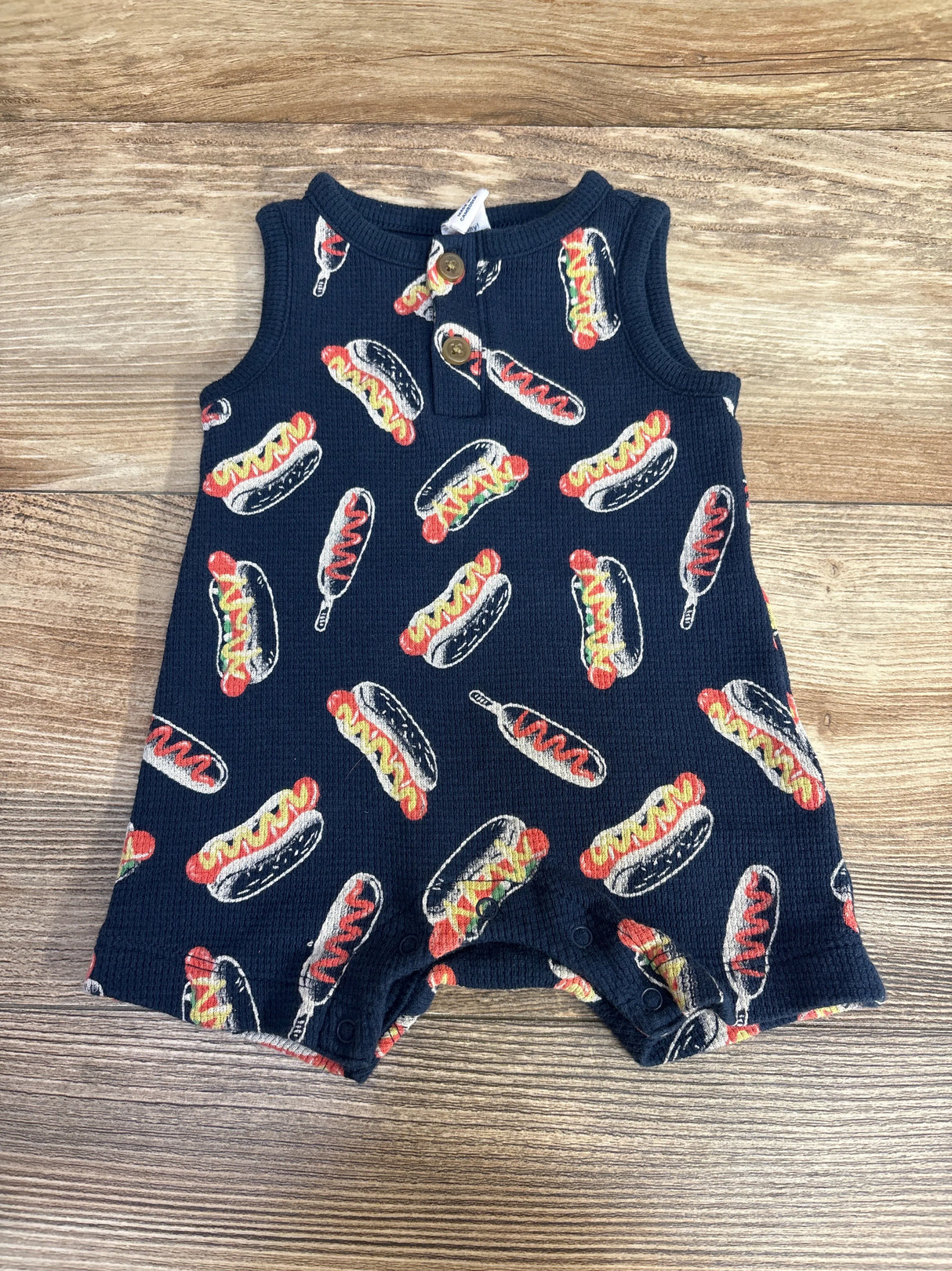 Old Navy Hot Dog Print Thermal Romper Navy sz 0-3m - Me n Mommy To Be