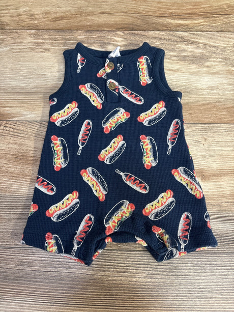 Old Navy Hot Dog Print Thermal Romper Navy sz 0-3m - Me n Mommy To Be