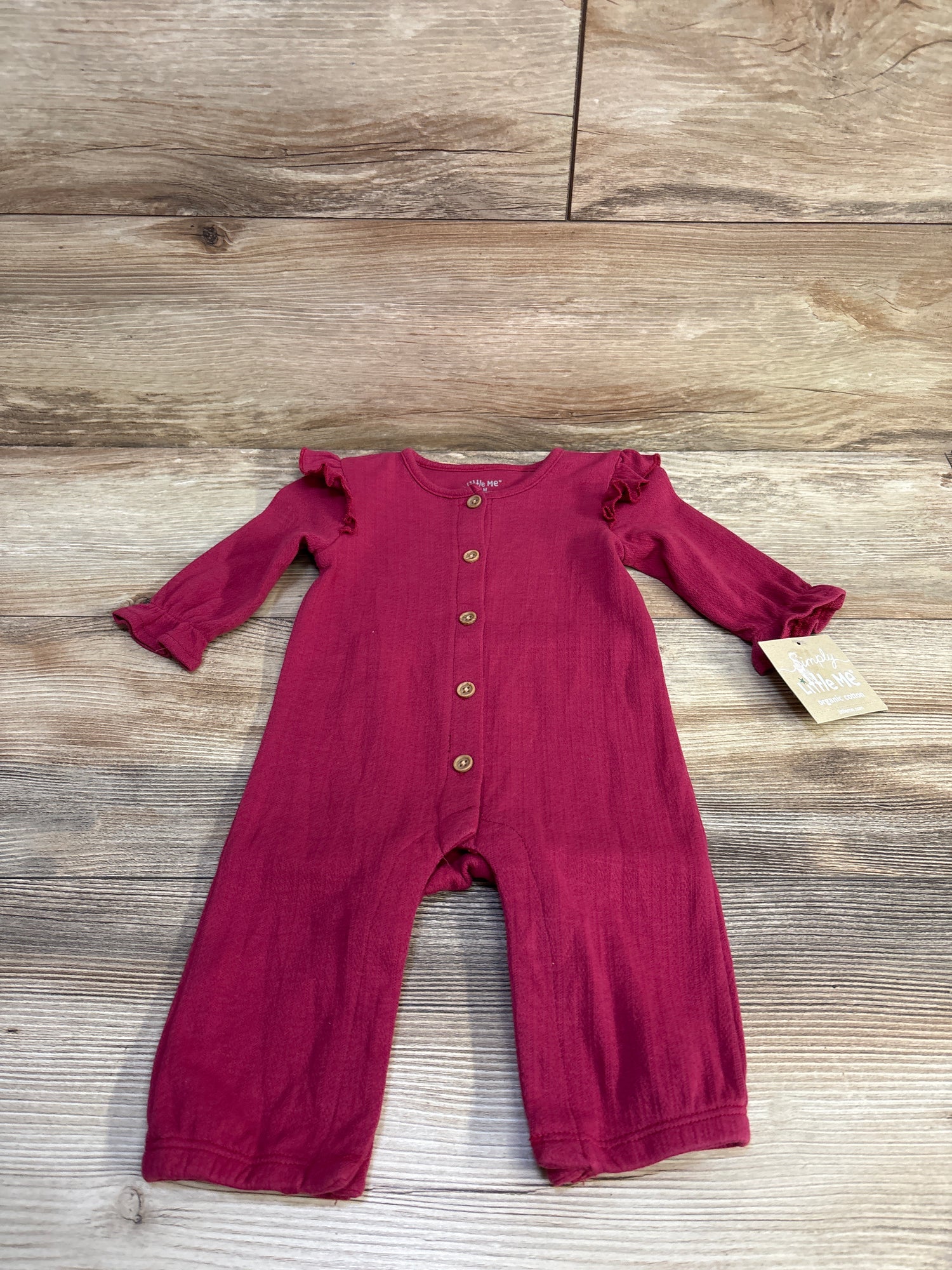 NEW Little Me Organic Button Front Coverall Hot Pink sz 6m