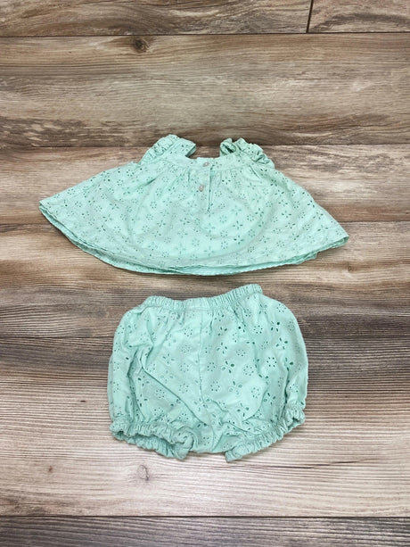 First Impressions Green 2pc Eyelet Top & Shorts sz 3-6m - Me 'n Mommy To Be