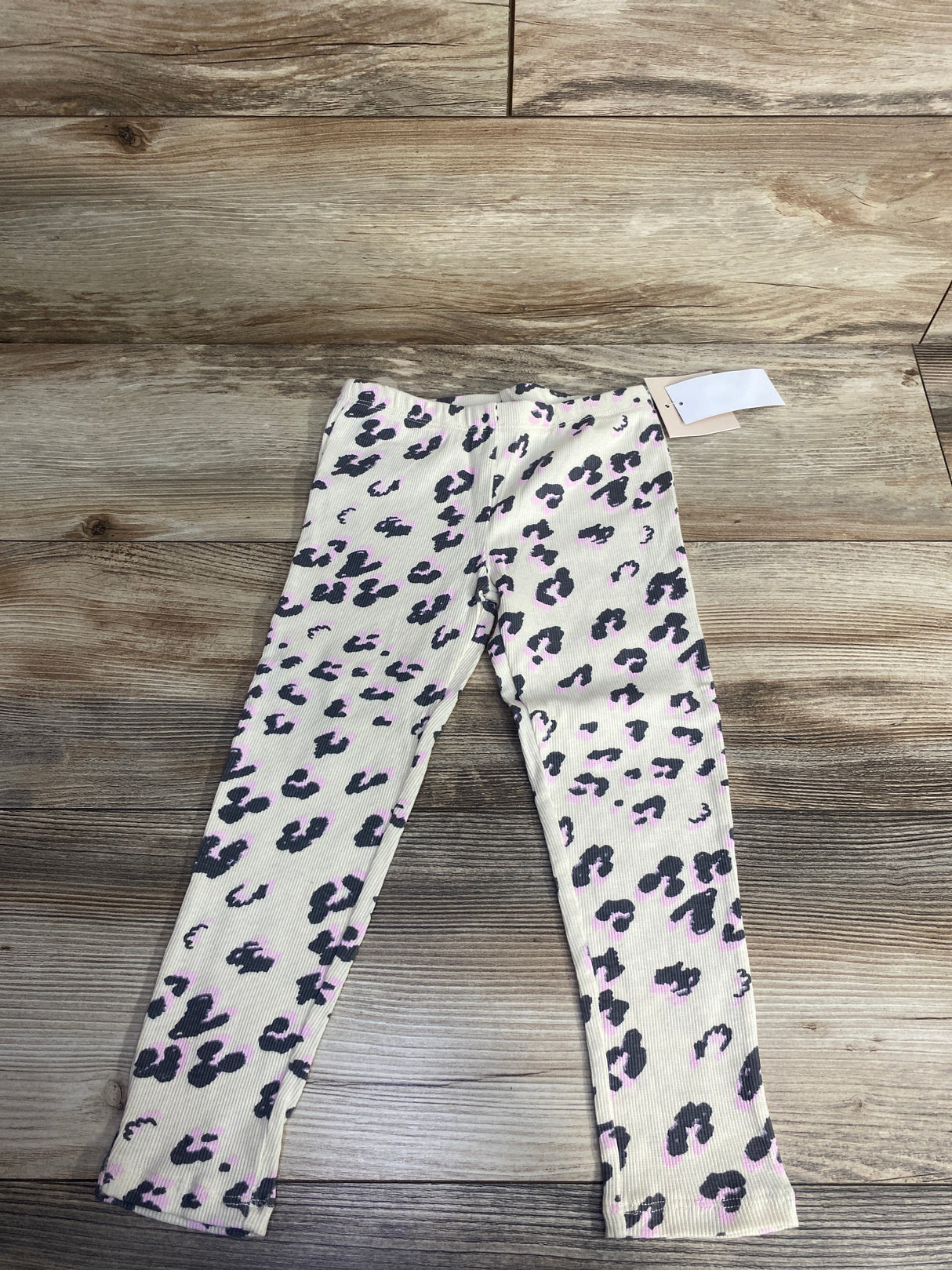 NEW Grayson Mini Leopard Print Ribbed Leggings Cream sz 4T
