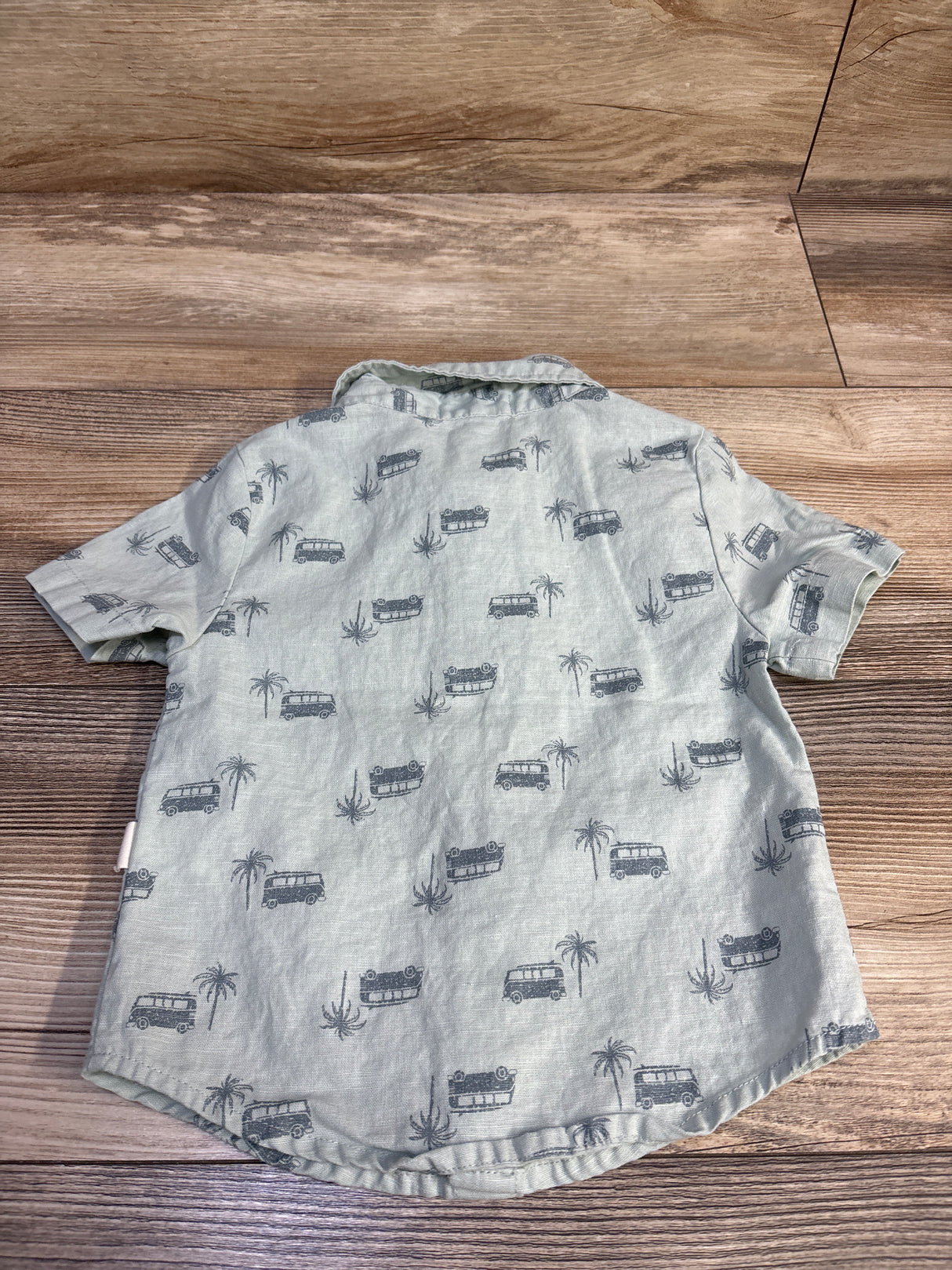 Rabbit + Bear Organic Button-Up Shirt Green sz 2T