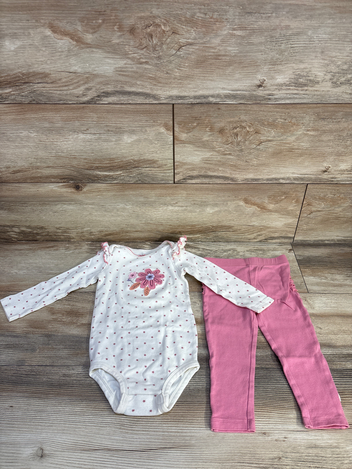 Huggies 2pc Floral Long Sleeve Bodysuit & Ruffle Leggings Set White sz 18m