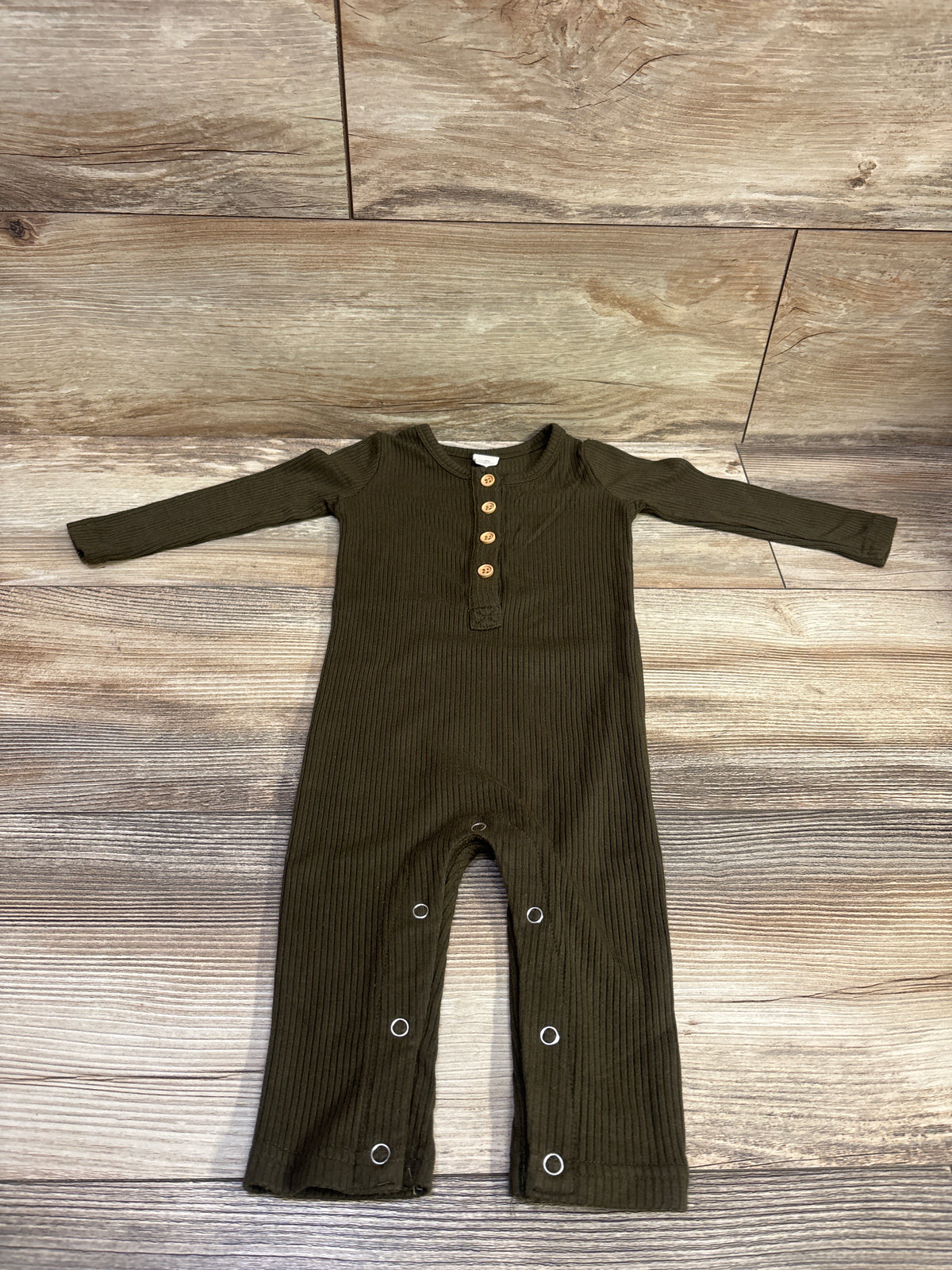 Kate Quinn Ribbed Henley Modal Coverall Green sz 6-12m