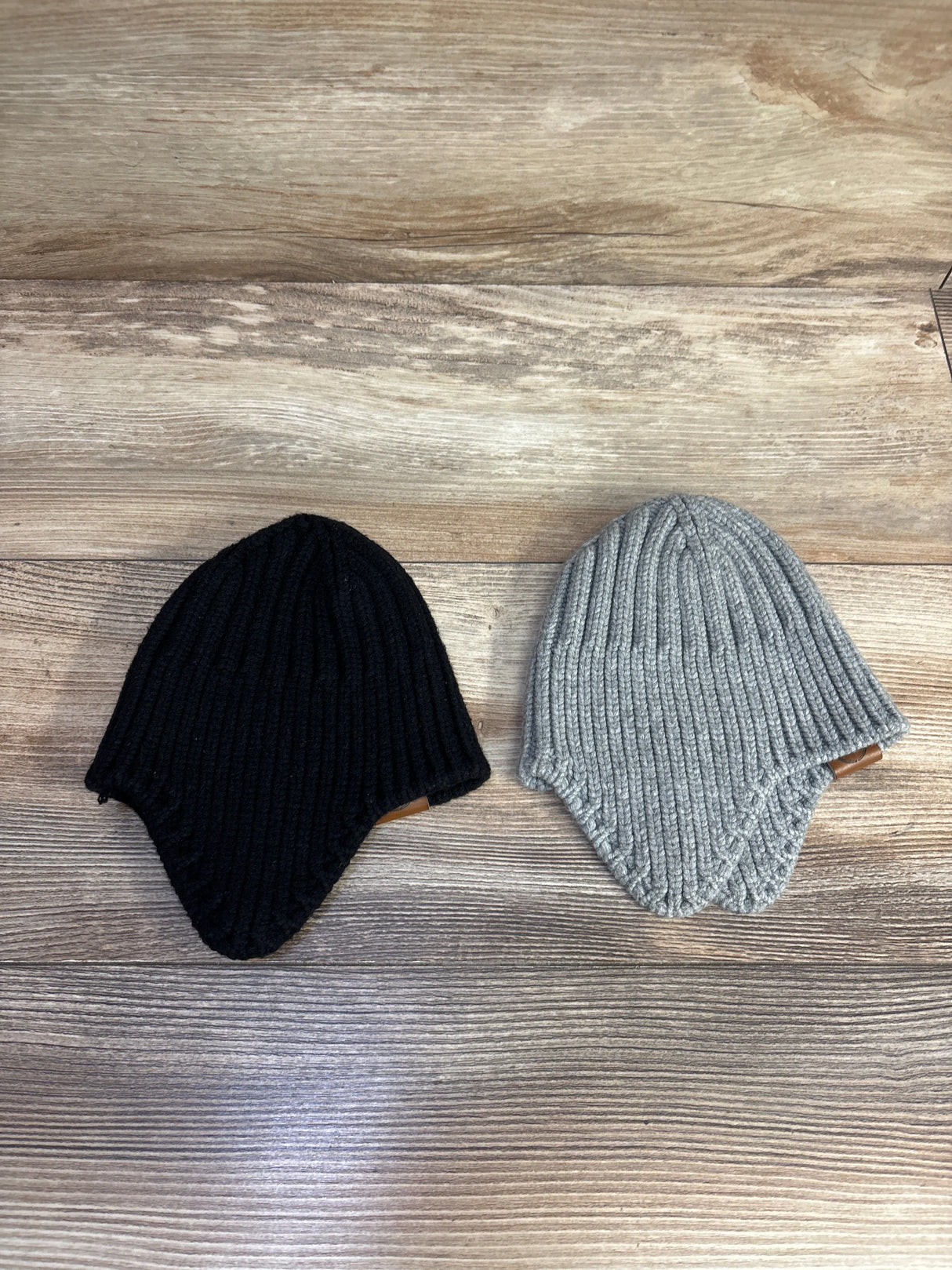 Knitted Winter Beanie, 2pk Black/Grey sz Infant