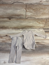 Mebie Baby 2pc Ribbed Henley Bodysuit & Pants Set Brown sz 0-3m
