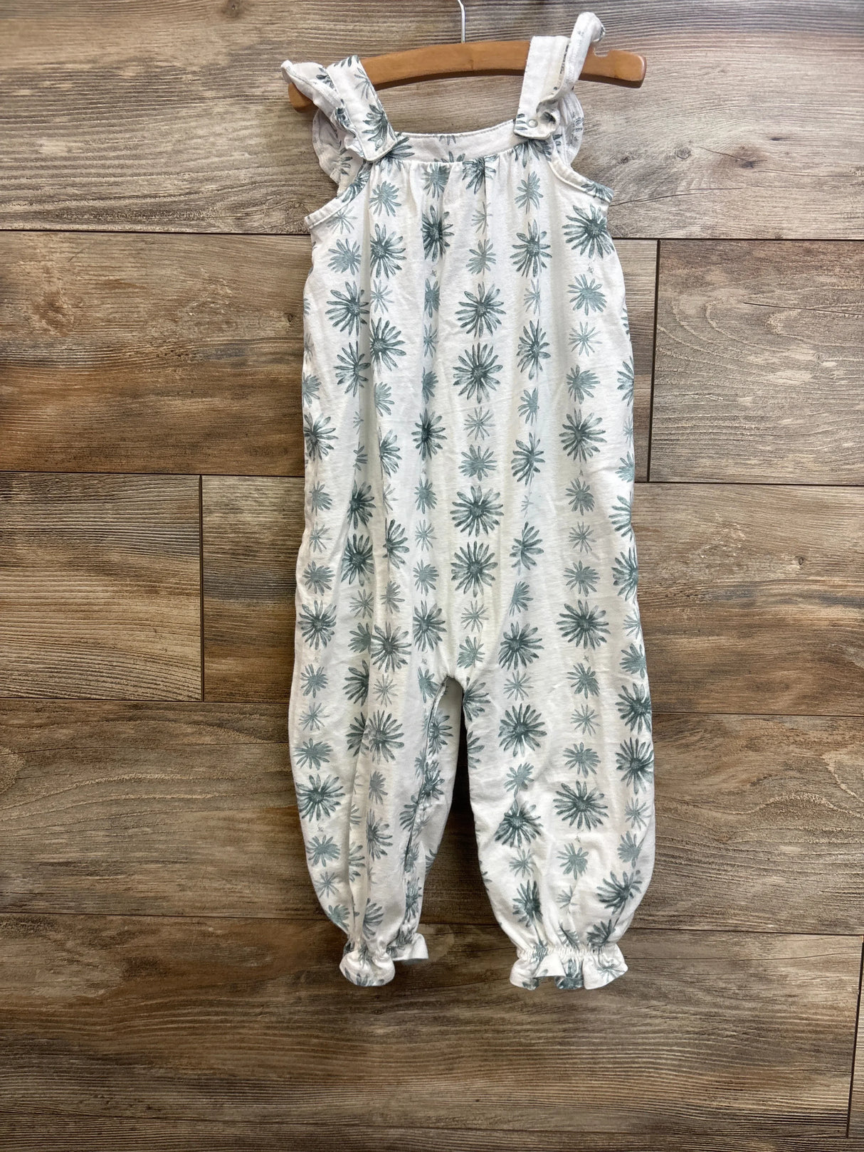 Burt's Bees Baby Sleeveless Floral Jumpsuit White sz 24m
