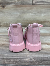 SZJBUY Side Zip Lace-Up Ankle Boots Pink sz 5c