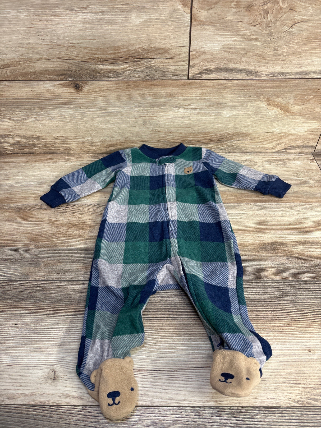 Carter's Plaid Blanket Sleeper Green sz 9m