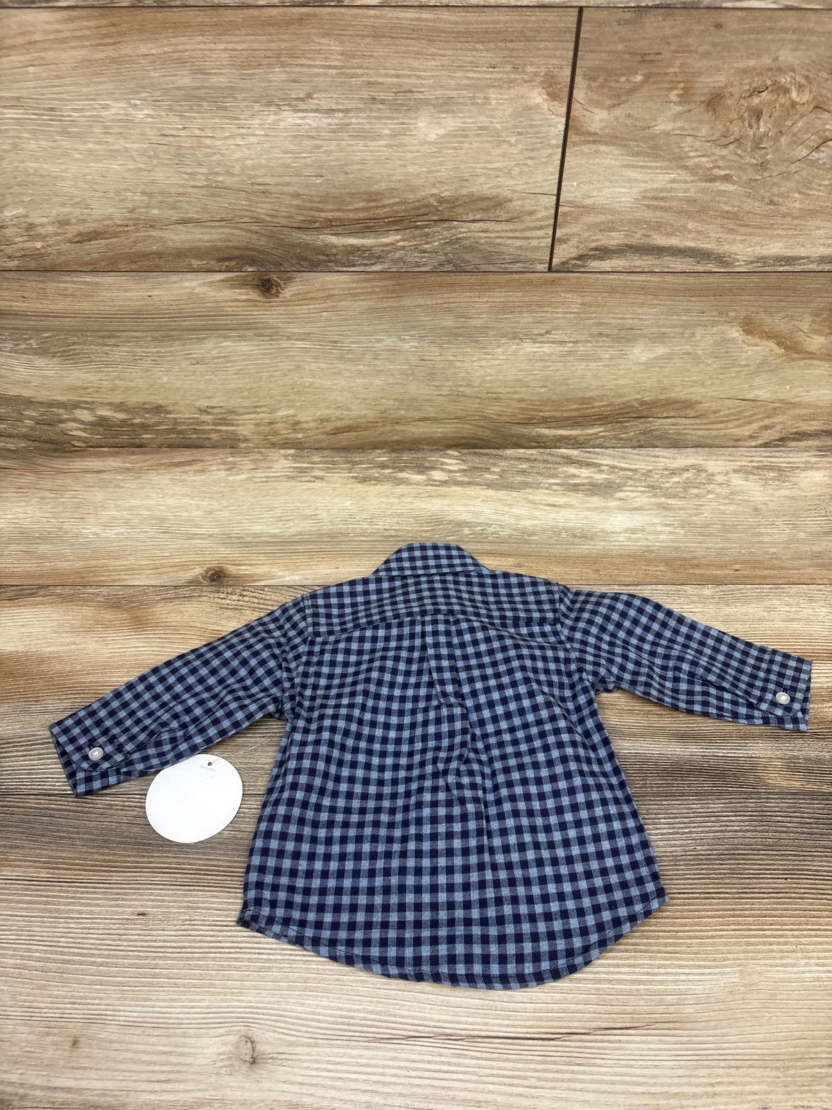 NEW Edgehill Collection Long Sleeve Gingham Button-Down Flannel Blue sz 6m