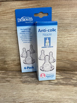 NEW Dr. Brown's Preemie Flow Narrow Baby Bottle Silicone Nipple - Slowest Flow - 6pk