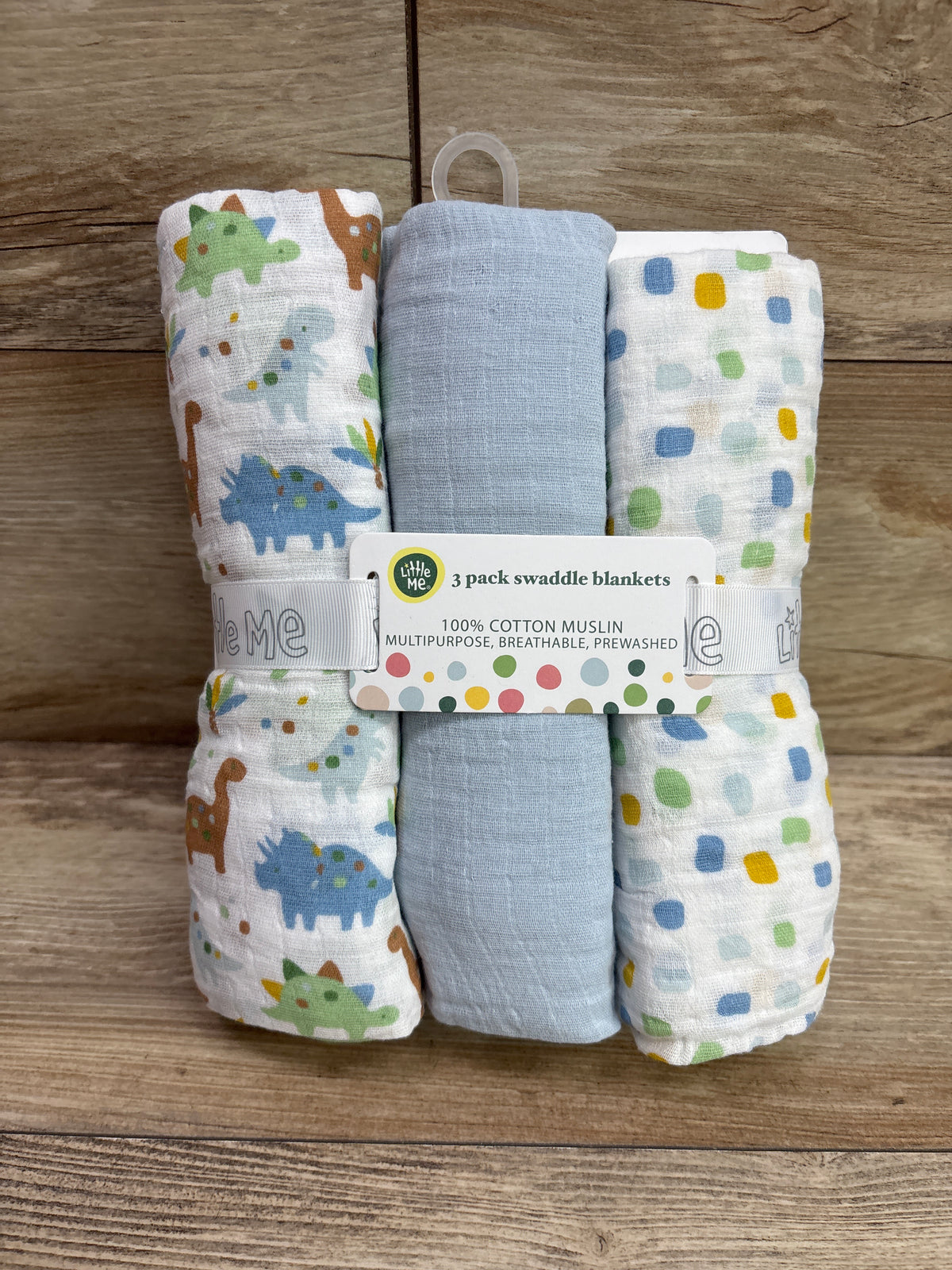 NEW Little Me 3pk Muslin Swaddle Blankets White 36x40''