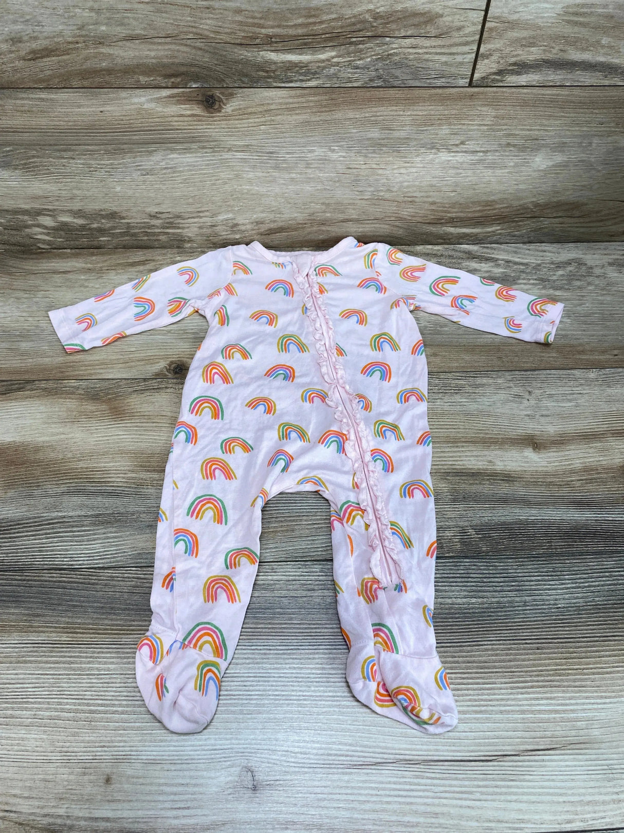 Mud Pie Pink Ruffle Rainbow Sleeper sz 0-3m