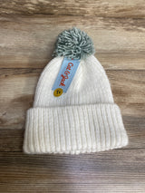NEW Cat & Jack Knit Beanie w/ Pom Pom White sz 2T-5T