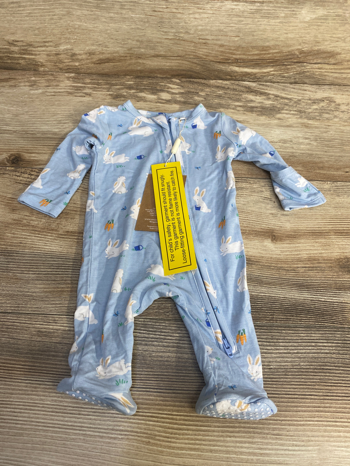 NEW Angel Dear Bunny Print Zippered Footie Blue sz Newborn