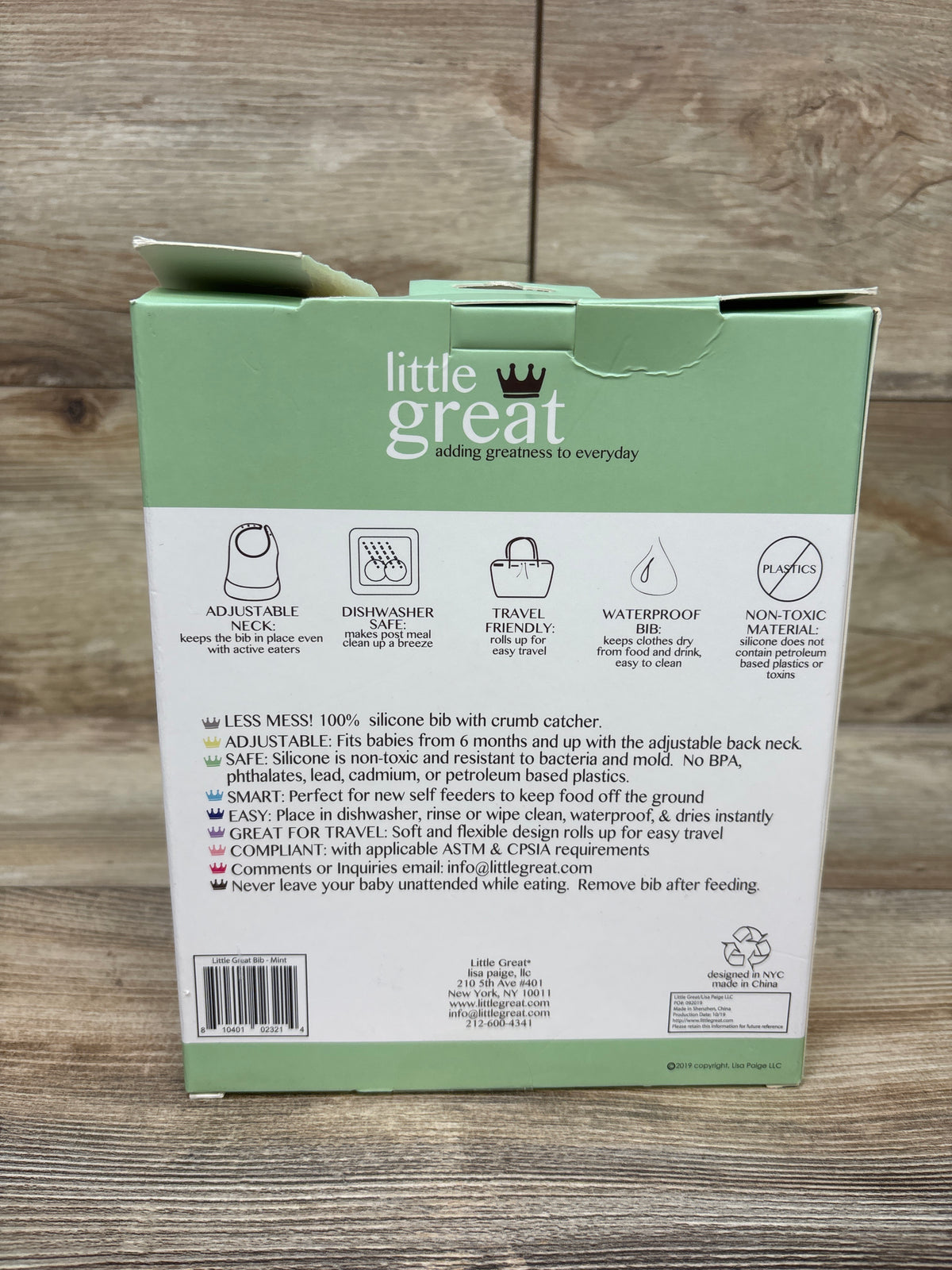 NEW Little Great The Eton Mess-less Bib 'Foodie in Training' Green