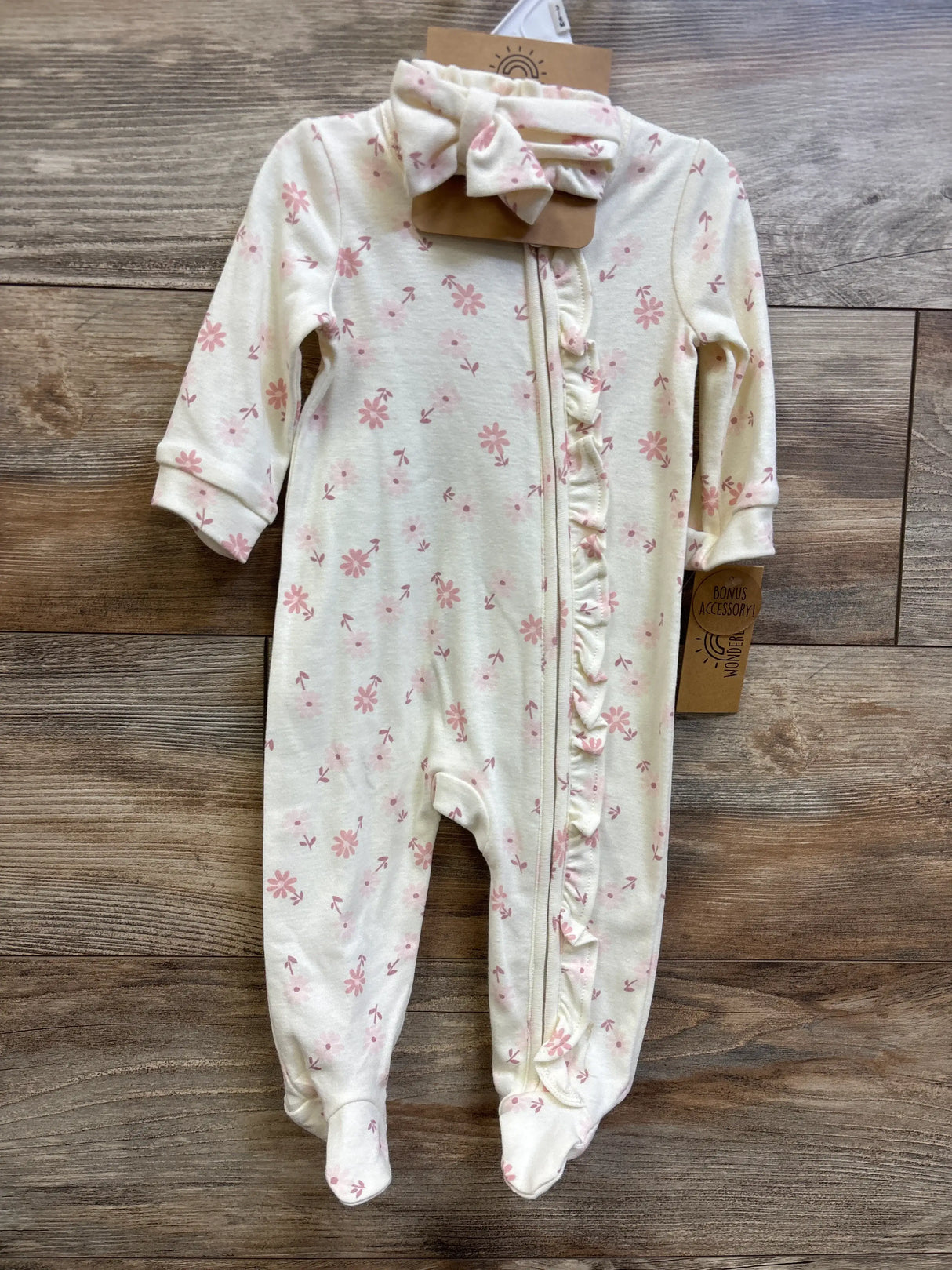 NEW Wonderluxe 2pc Sleeper & Headband Set Ivory sz 3/6m