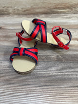 Janie & Jack Striped Cross-Strap Sandals in Very Cherry sz 8c